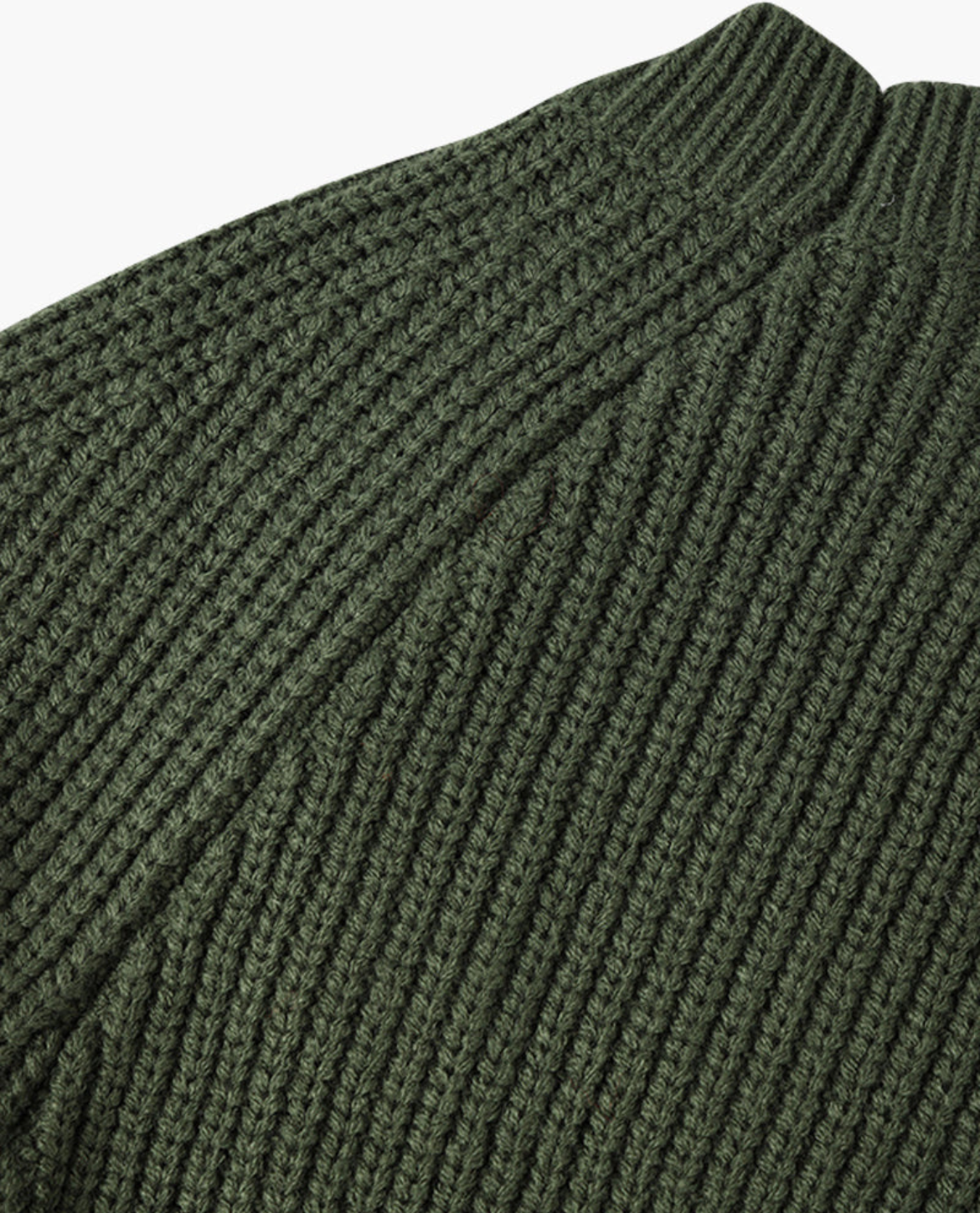 Veloria Geribde Katoenen Sweater met Structuur – Forest Green Crewneck