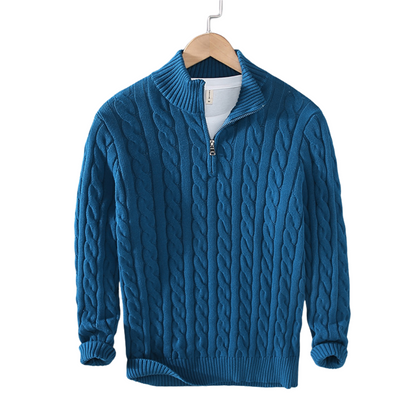 Évoque Half-Zip Trui van Katoen met Hoge Kraag