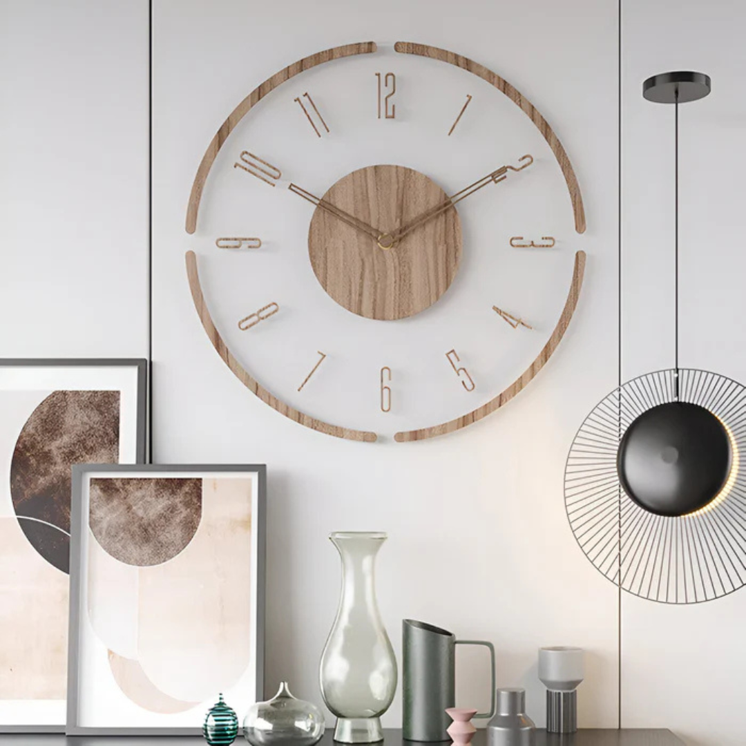 Évoque – Moderne Wandklok van Acryl en Hout 30 cm voor Woonkamer en Kantoor