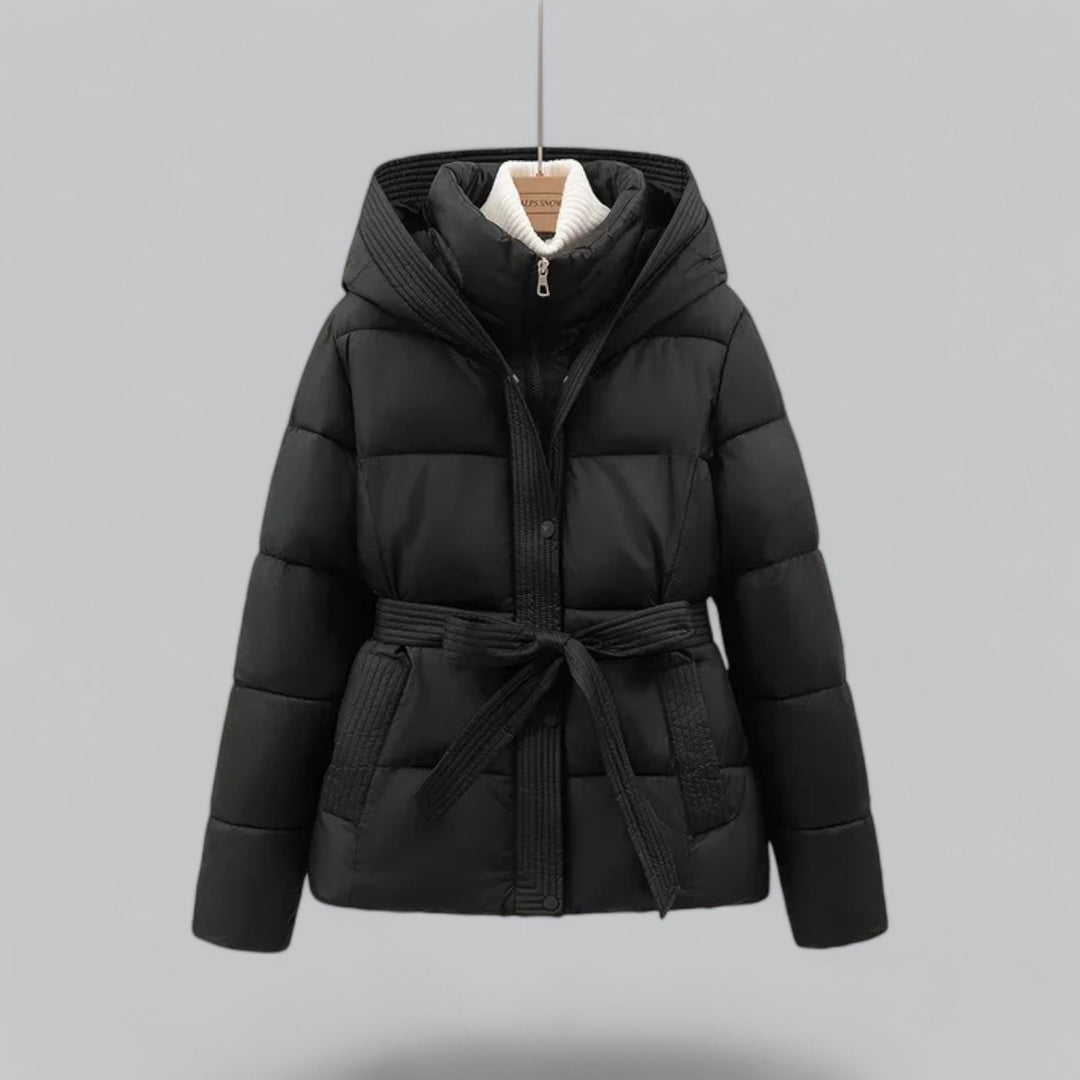 Élanor Dames Winterparka met Ceintuur en Verwijderbare Capuchon