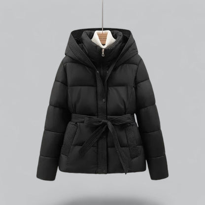 Élanor Dames Winterparka met Ceintuur en Verwijderbare Capuchon