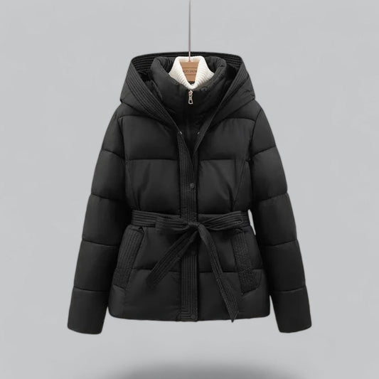 Élanor Dames Winterparka met Ceintuur en Verwijderbare Capuchon