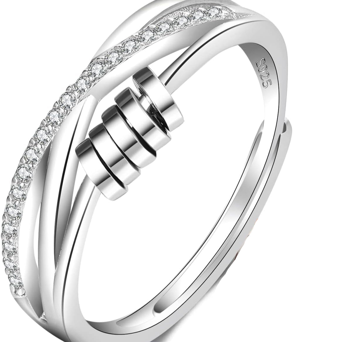 Élanor 925 Sterling Zilveren Ring met Diamantslijping en Draaibare Band