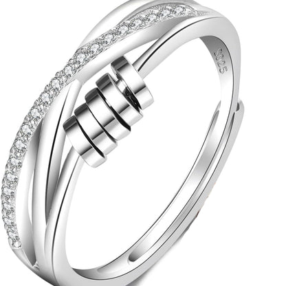 Élanor 925 Sterling Zilveren Ring met Diamantslijping en Draaibare Band