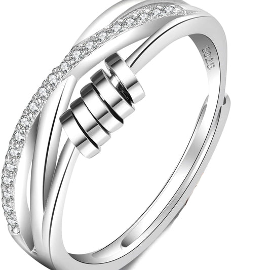 Élanor 925 Sterling Zilveren Ring met Diamantslijping en Draaibare Band