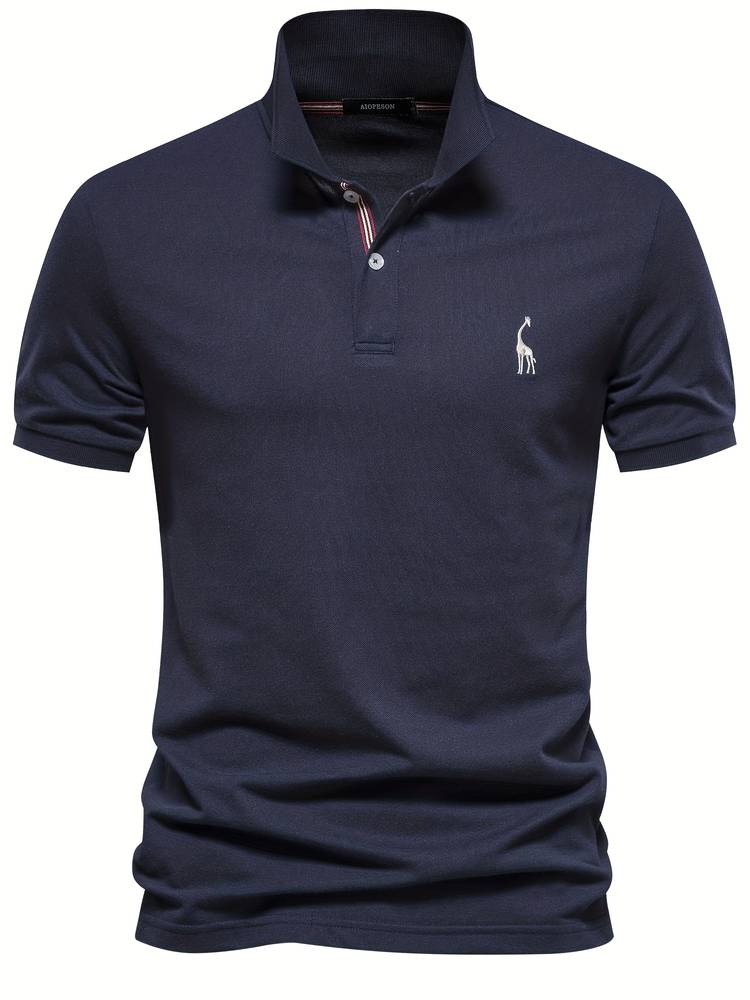 Monde Heren Polo met Korte Mouwen – Klassiek Design – Katoenmix – Regular Fit – Marineblauw