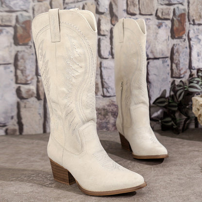 Veloria | Dames cowboylaarzen met blokhak en spitse neus