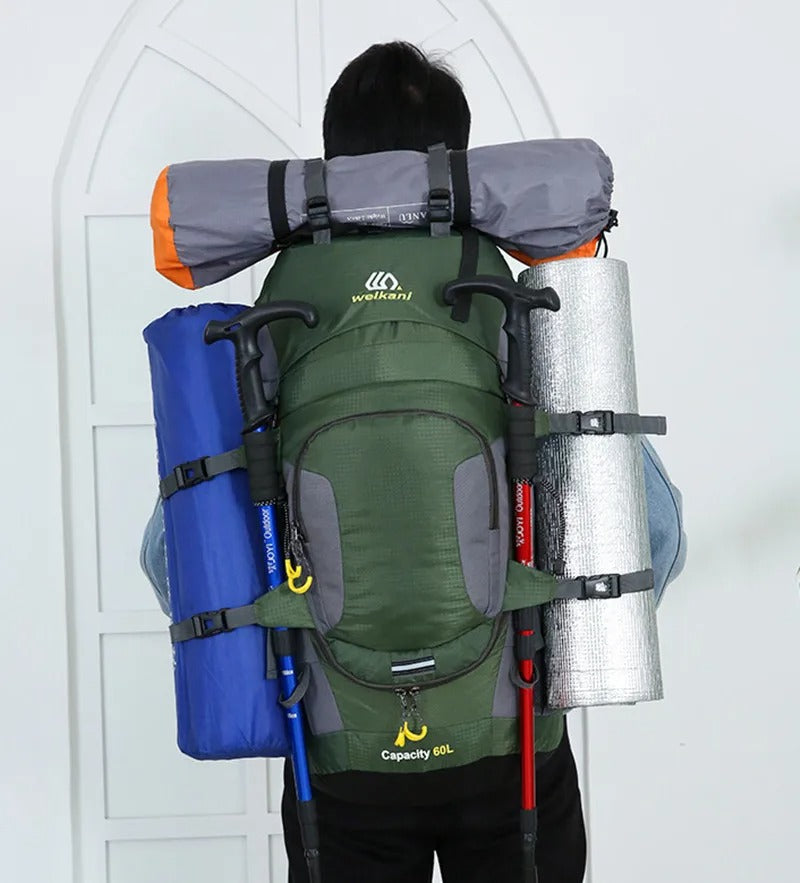 Aurevo Waterdichte Rugzak 60L – Duurzame Outdoor Backpack met Multifunctionele Indeling