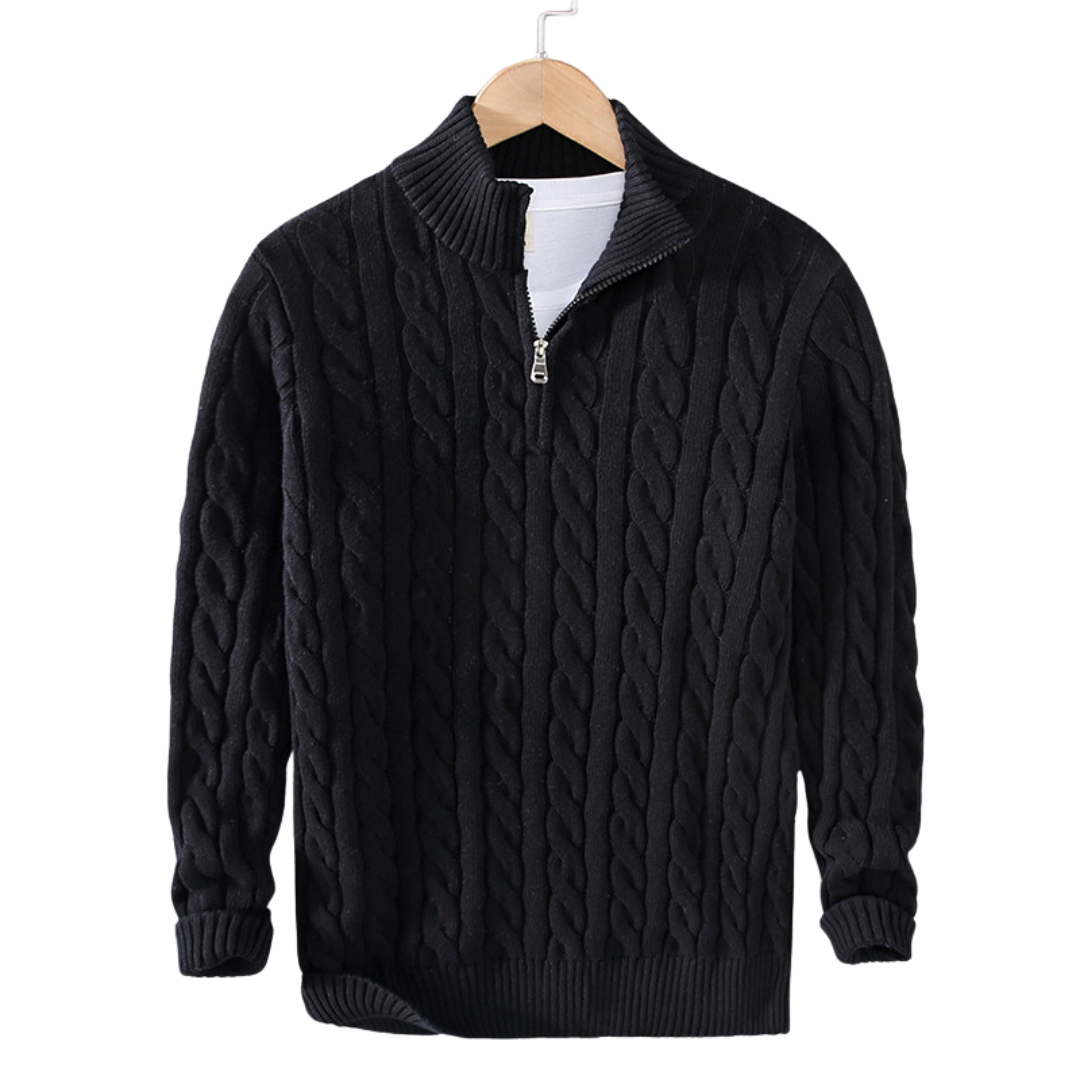Évoque Half-Zip Trui van Katoen met Hoge Kraag