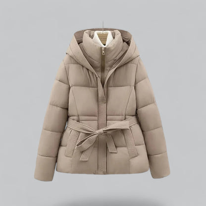 Élanor Dames Winterparka met Ceintuur en Verwijderbare Capuchon