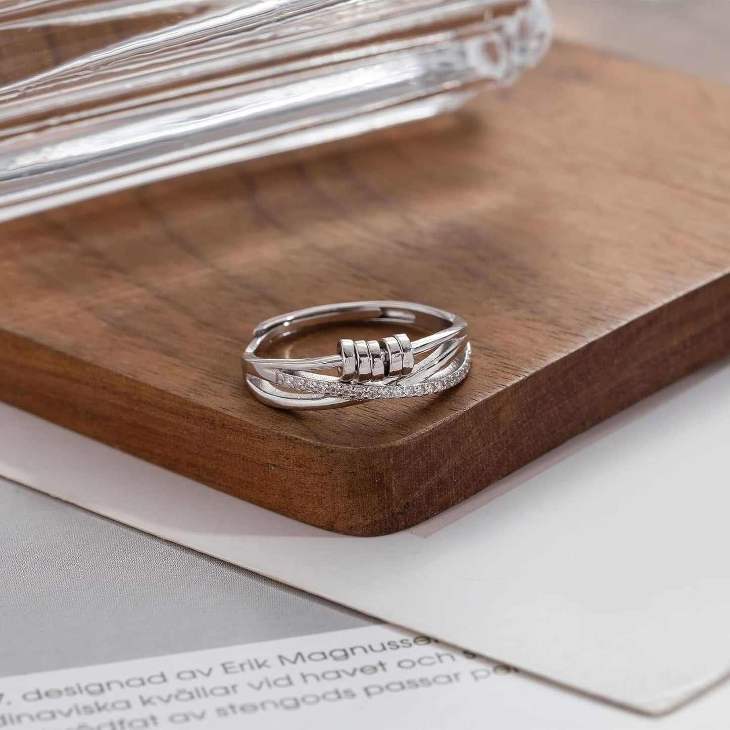 Élanor 925 Sterling Zilveren Ring met Diamantslijping en Draaibare Band