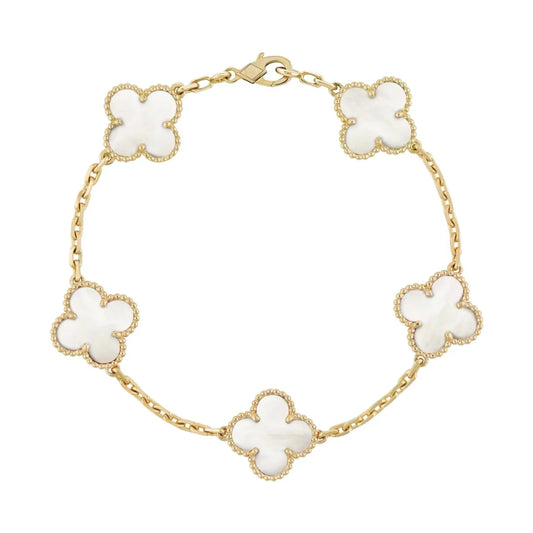 Monde 925 Sterling Zilveren Armband met 18k Goudlaag – Gouden Afwerking met Witte Accenten – Verstelbare Maat