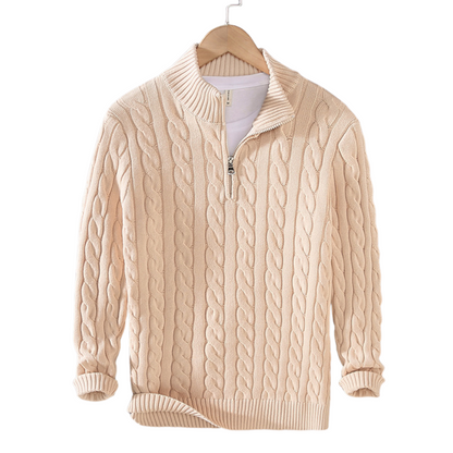 Évoque Half-Zip Trui van Katoen met Hoge Kraag