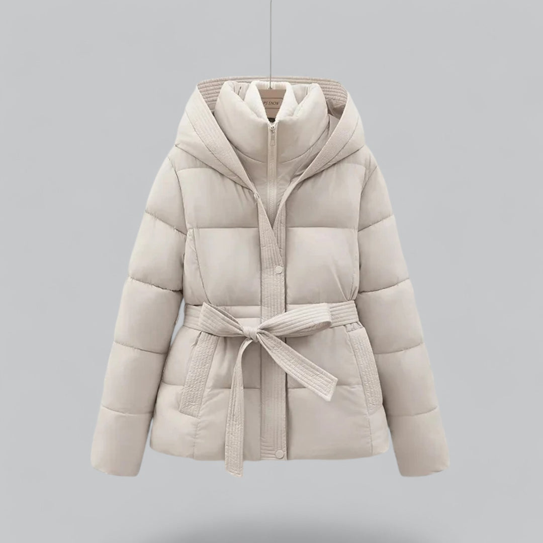 Élanor Dames Winterparka met Ceintuur en Verwijderbare Capuchon