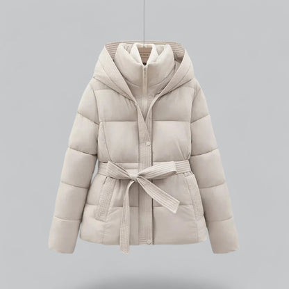 Élanor Dames Winterparka met Ceintuur en Verwijderbare Capuchon