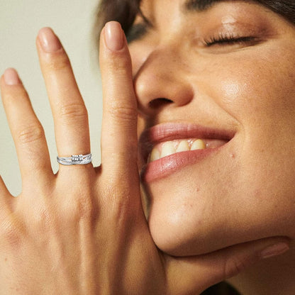 Élanor 925 Sterling Zilveren Ring met Diamantslijping en Draaibare Band