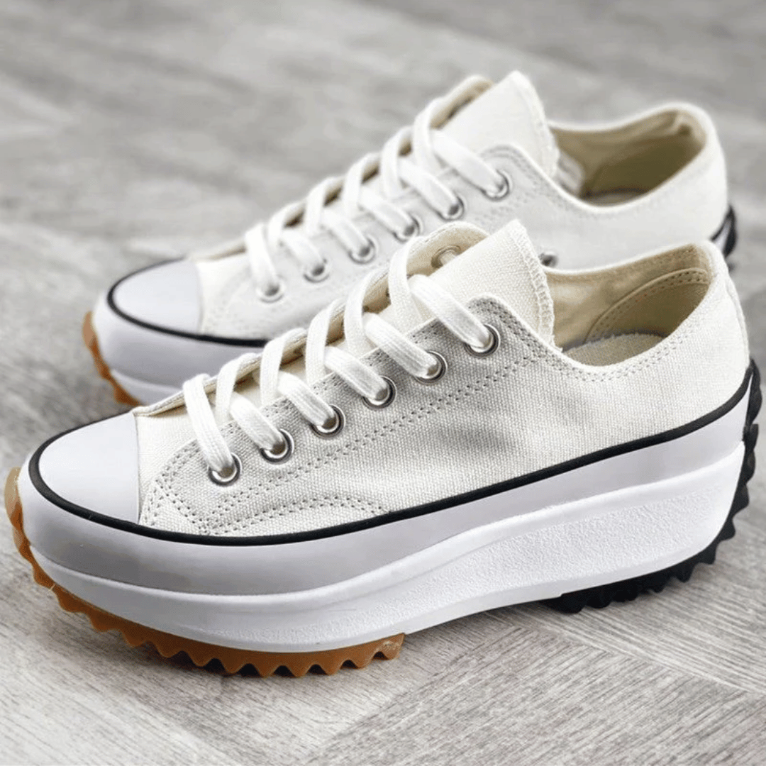 Veloria Canvas Platform Sneakers met Leren Details – Lichtgewicht Zool