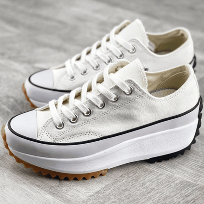 Veloria Canvas Platform Sneakers met Leren Details – Lichtgewicht Zool