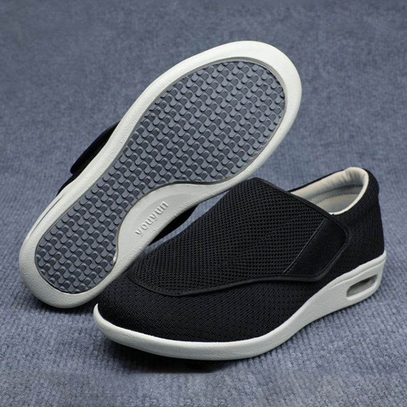 Veloria Brede Comfortschoenen van Ademend Textiel – Lichtgewicht Instappers met Klittenbandsluiting