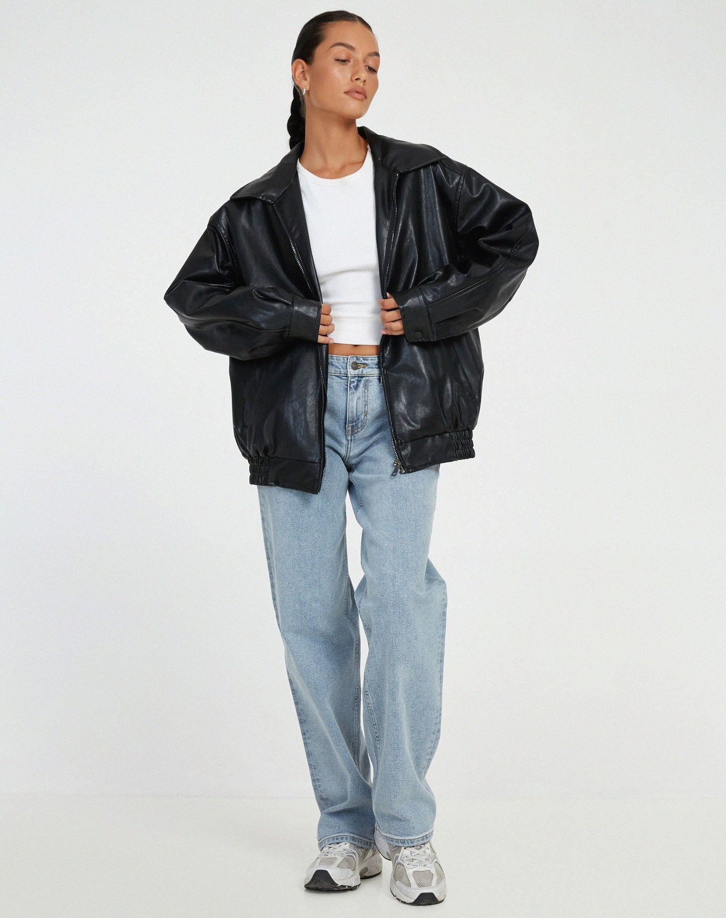 Veloria Oversized Leren Damesjas – Losse Zomerjas van Echt Leer