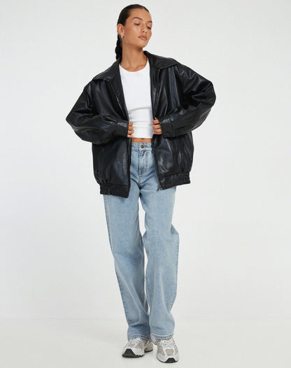 Veloria Oversized Leren Damesjas – Losse Zomerjas van Echt Leer