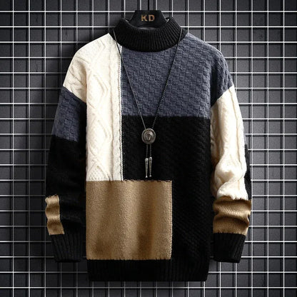 Élanor Luxe Patchwork Sweater van Hoogwaardig Katoen – Loose Fit Crewneck