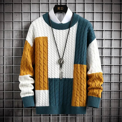Veloria Patchwork Sweater van Hoogwaardig Katoen – Loose Fit Crewneck