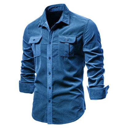 Veloria Slim-Fit Corduroy Overhemd – Enkelrijig Design met Moderne Pasvorm