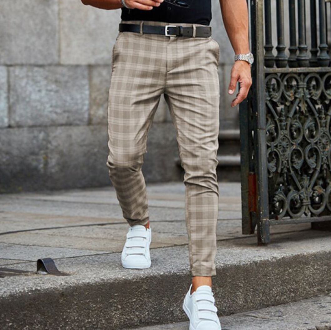 Évoque Geruite Chino Broek Heren met Stretch en Slim Fit