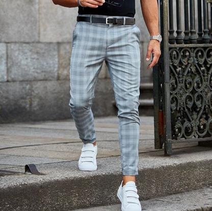 Évoque Geruite Chino Broek Heren met Stretch en Slim Fit