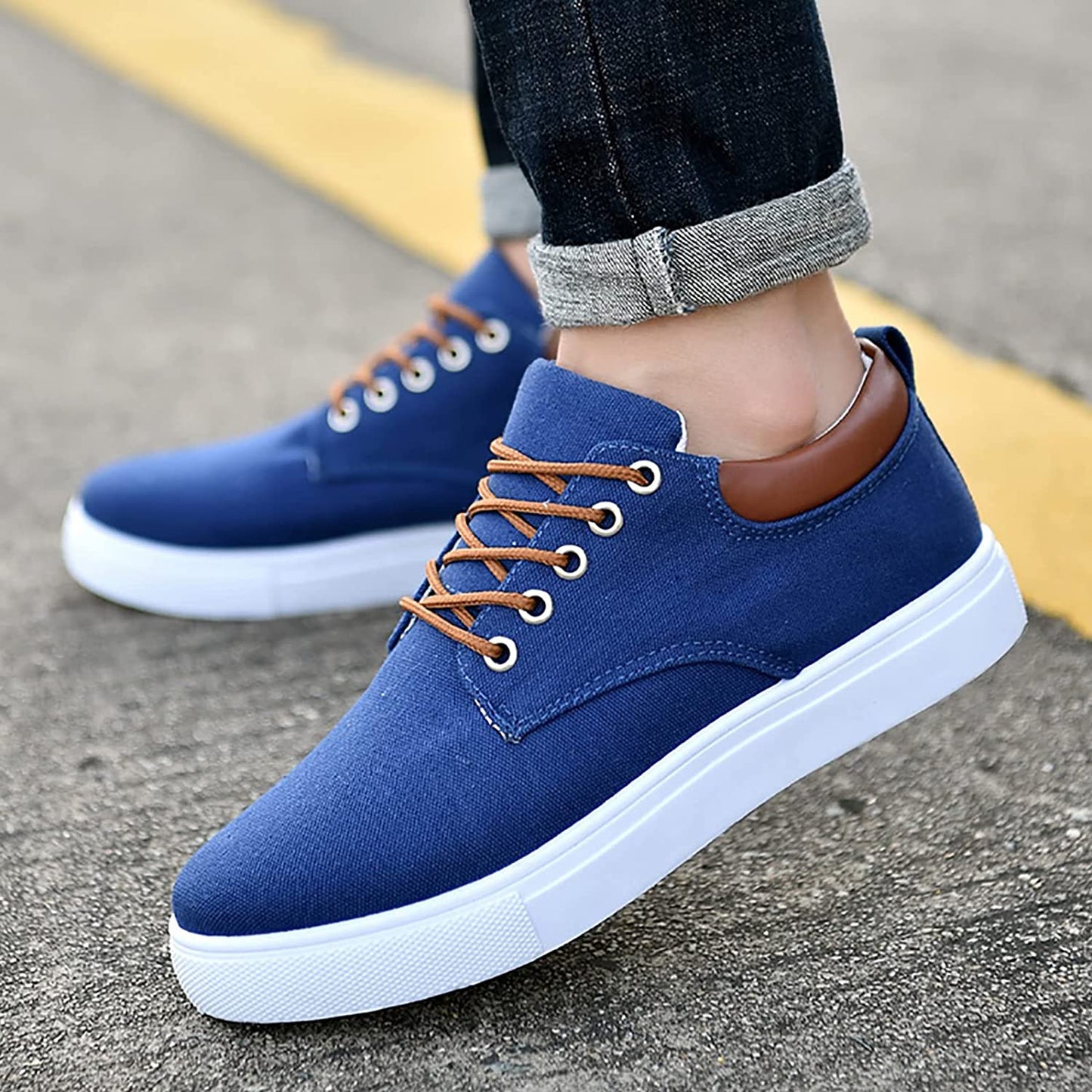 Élanor Canvas Herensneakers met Witte Zool – Casual en Stijlvol