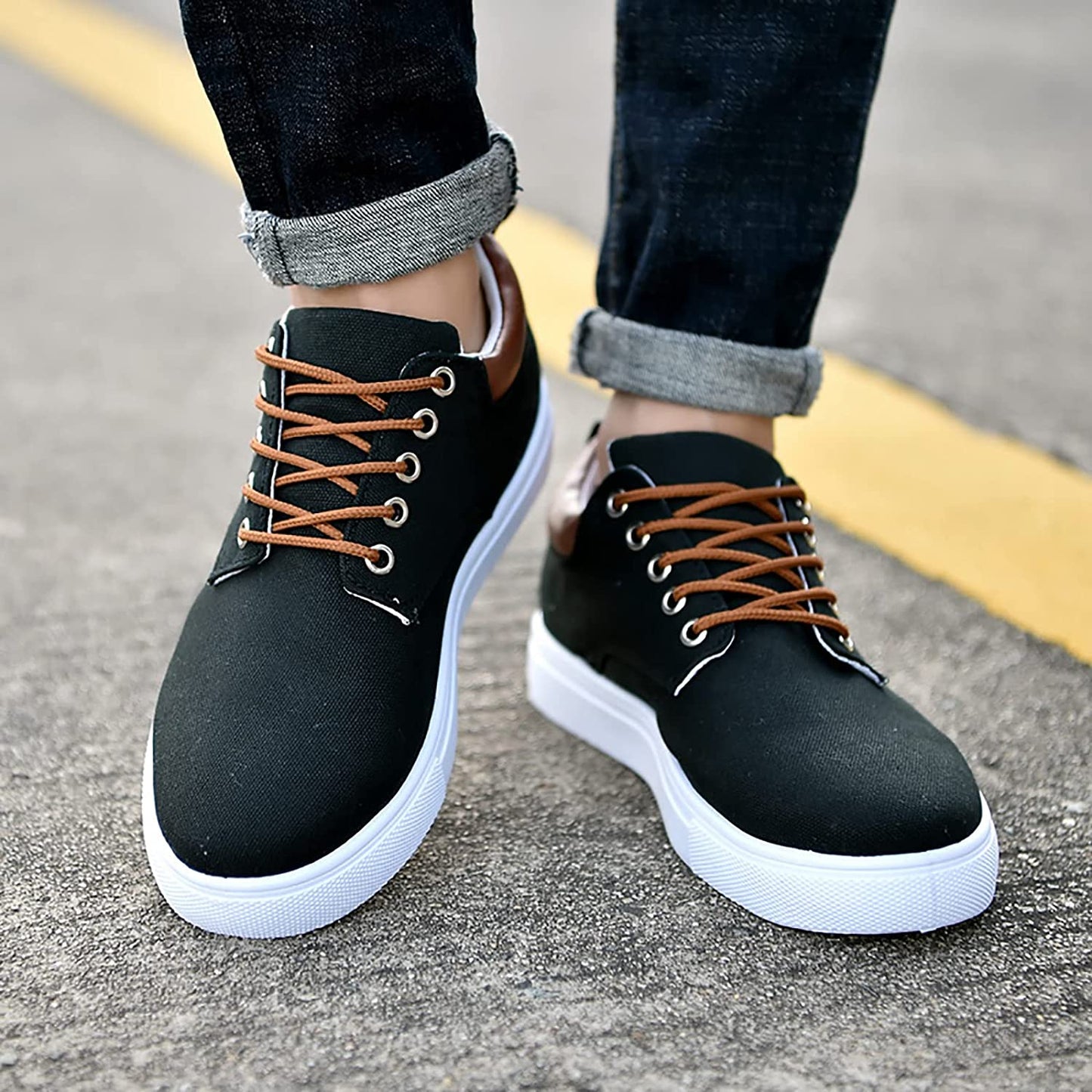 Élanor Canvas Herensneakers met Witte Zool – Casual en Stijlvol