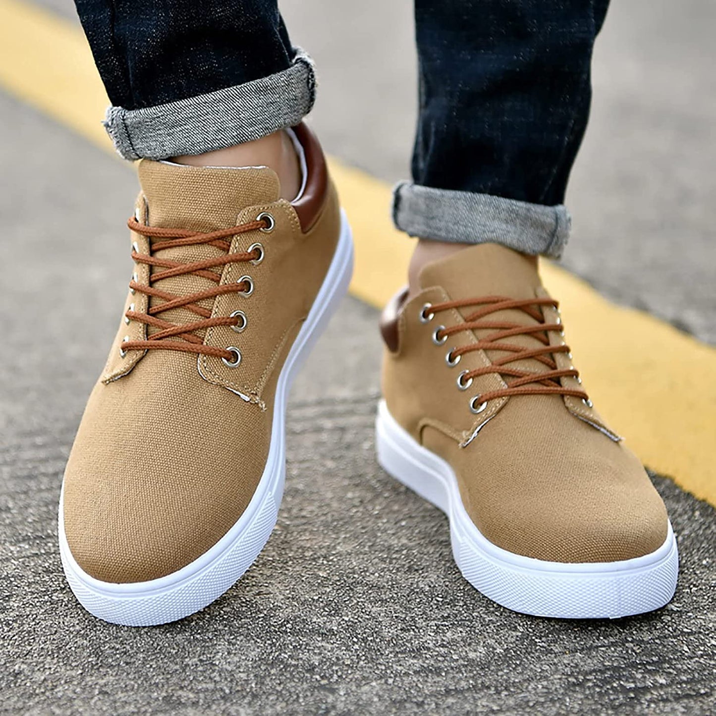 Élanor Canvas Herensneakers met Witte Zool – Casual en Stijlvol