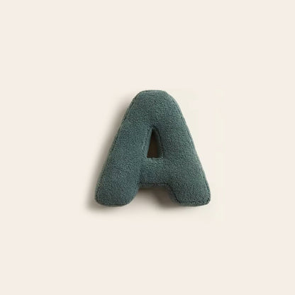 Monde Alfabet Kussen – Decoratief Pluche Letterkussen met Katoenvulling 38x30 cm