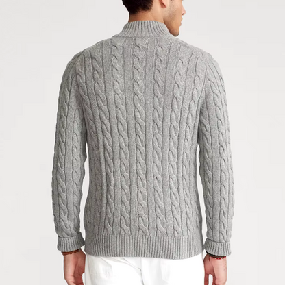 Élanor Half-Zip Trui van Katoen met Hoge Kraag en Lange Mouwen