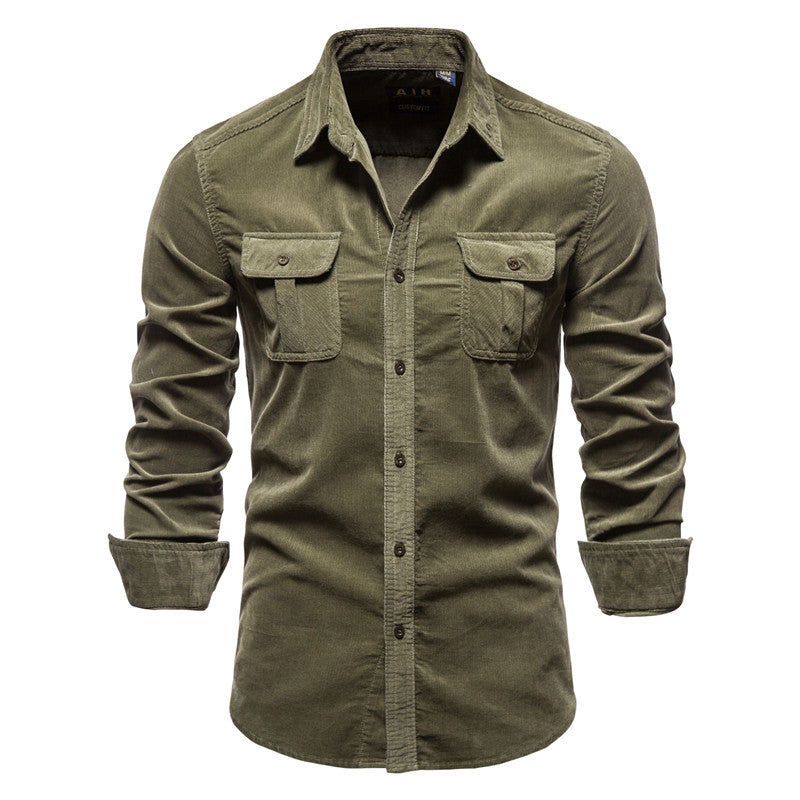 Veloria Slim-Fit Corduroy Overhemd – Enkelrijig Design met Moderne Pasvorm
