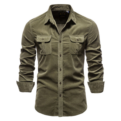 Veloria Slim-Fit Corduroy Overhemd – Enkelrijig Design met Moderne Pasvorm