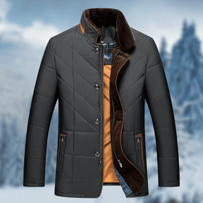 Veloria Heren Wintermantel met Opstaande Kraag en Geometrisch Stiksel