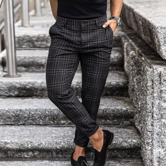 Évoque Geruite Chino Broek Heren met Stretch en Slim Fit