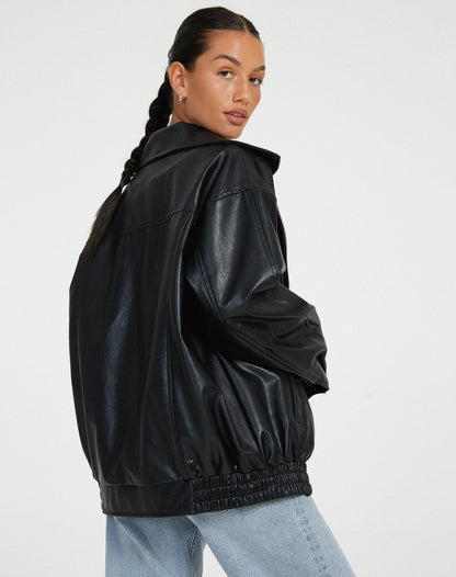 Veloria Oversized Leren Damesjas – Losse Zomerjas van Echt Leer
