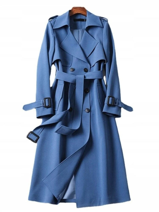 Élanor Dames Trenchcoat van Katoenmix – Vintage Geïnspireerde Lange Jas met Tijdloze Elegantie