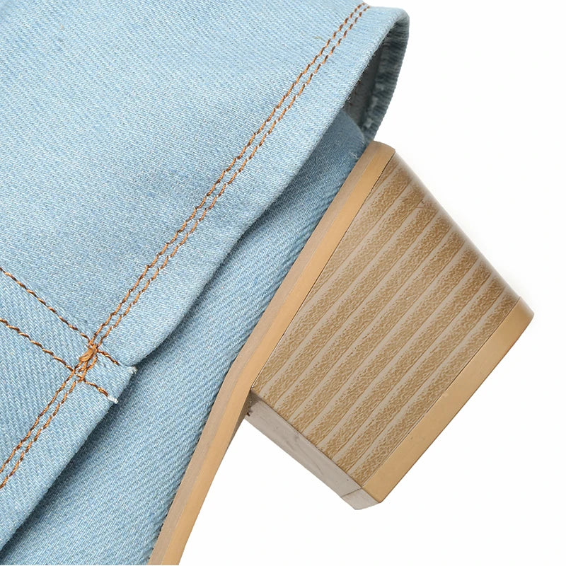 Élanor | Denim Knielaarzen voor Dames – Stijlvolle Spijkerstof Laarzen met Elegante Pasvorm