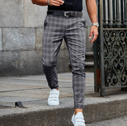 Évoque Geruite Chino Broek Heren met Stretch en Slim Fit