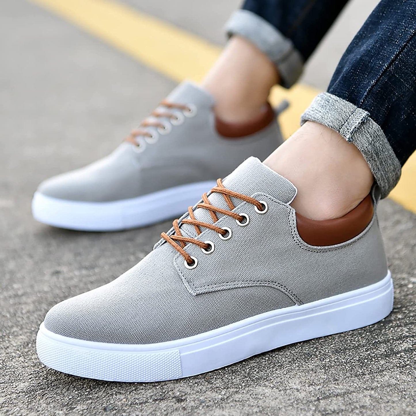 Élanor Canvas Herensneakers met Witte Zool – Casual en Stijlvol