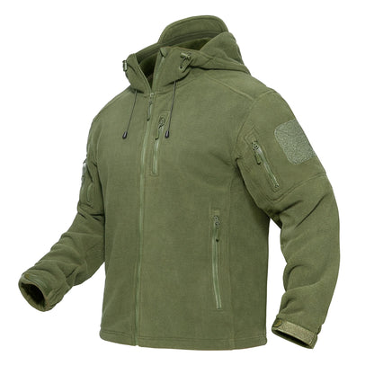 Élanor Heren Fleece Jas met Capuchon – Winddicht, Volledig Ritsbaar, Outdoor Werkjas met Meerdere Zakken
