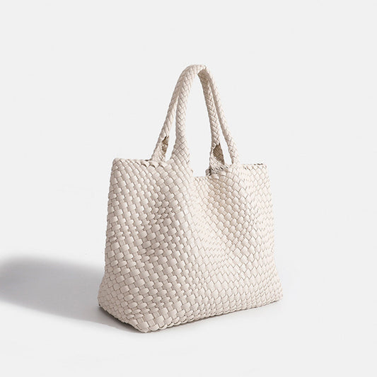 Élanor Gevlochten Luxe Tote van Vegan Leer – Ruime Dames Handtas met Woven Design