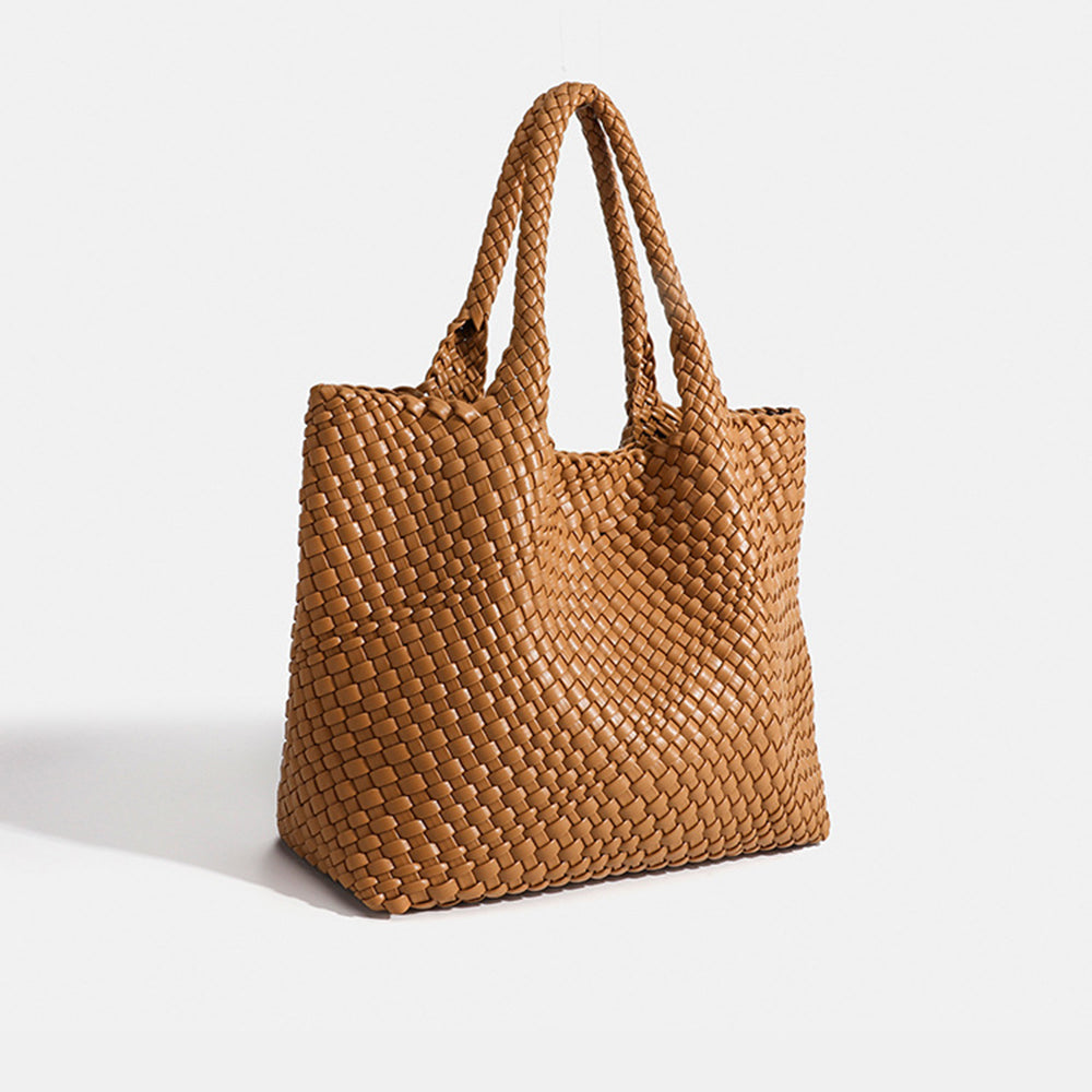 Élanor Gevlochten Luxe Tote van Vegan Leer – Ruime Dames Handtas met Woven Design