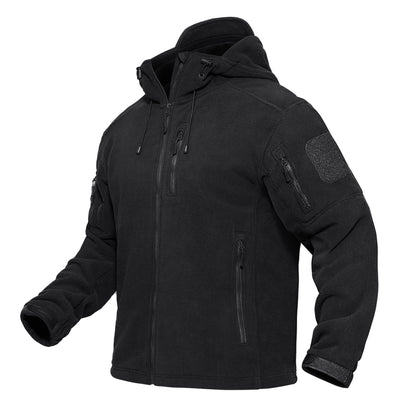 Élanor Heren Fleece Jas met Capuchon – Winddicht, Volledig Ritsbaar, Outdoor Werkjas met Meerdere Zakken