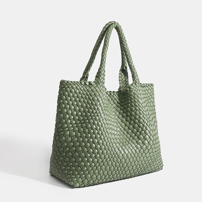 Élanor Gevlochten Luxe Tote van Vegan Leer – Ruime Dames Handtas met Woven Design