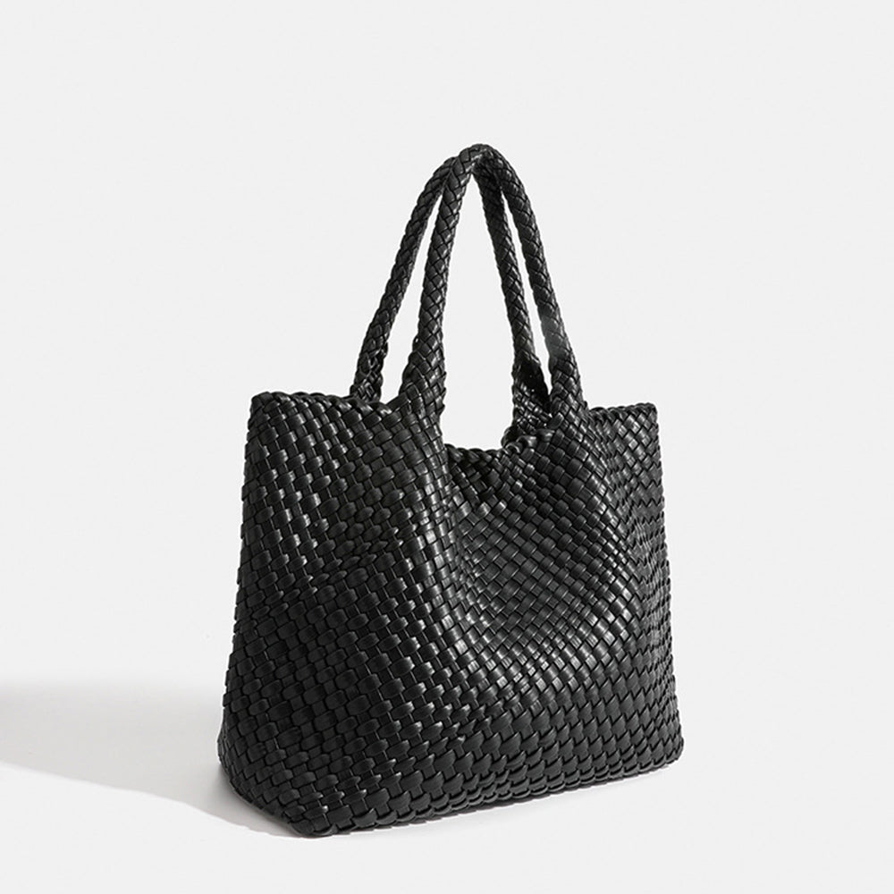 Élanor Gevlochten Luxe Tote van Vegan Leer – Ruime Dames Handtas met Woven Design